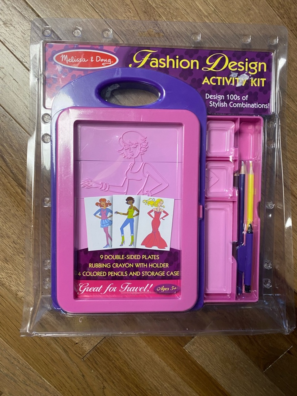 Melissa & Doug Fashion Design Activity Kit - Pink & Purple Portable Case